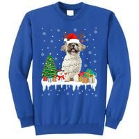 Cute Santa Shih Tzu Dog Christmas Lights Pajama Gift Tall Sweatshirt