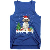 Cute Santa Shih Tzu Dog Christmas Lights Pajama Gift Tank Top