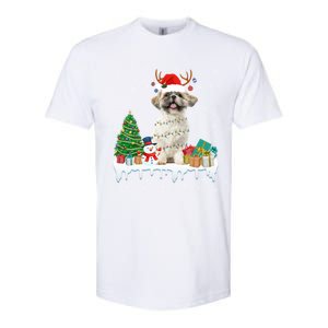 Cute Santa Shih Tzu Dog Christmas Lights Pajama Gift Softstyle CVC T-Shirt