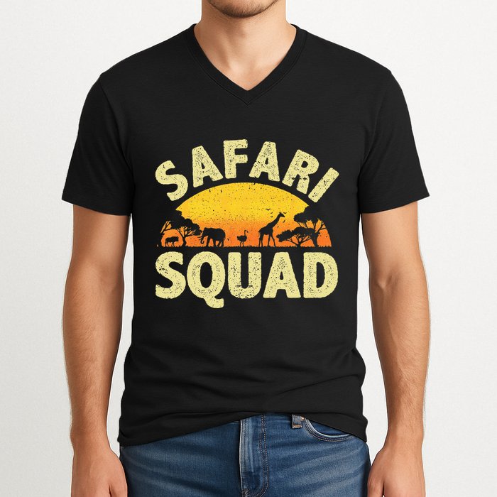 Cool Safari Squad Zoo Animal African Jungle V-Neck T-Shirt