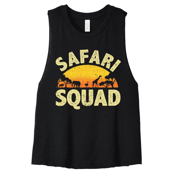 Cool Safari Squad Zoo Animal African Jungle Women's Racerback Cropped Tank