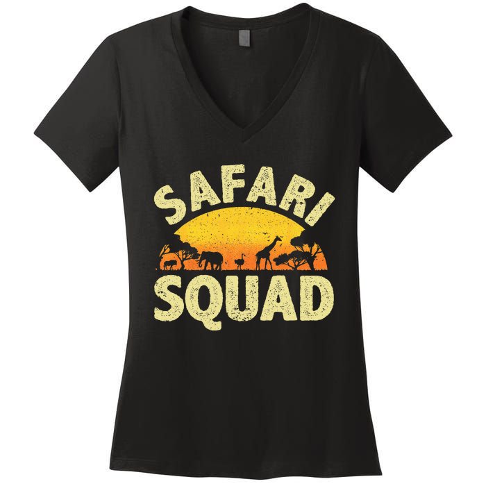 Cool Safari Squad Zoo Animal African Jungle Women's V-Neck T-Shirt