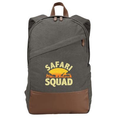 Cool Safari Squad Zoo Animal African Jungle Cotton Canvas Backpack