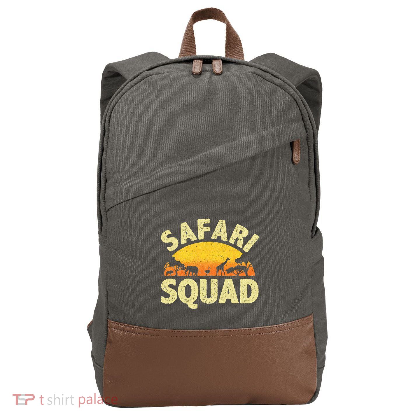 Cool Safari Squad Zoo Animal African Jungle Cotton Canvas Backpack