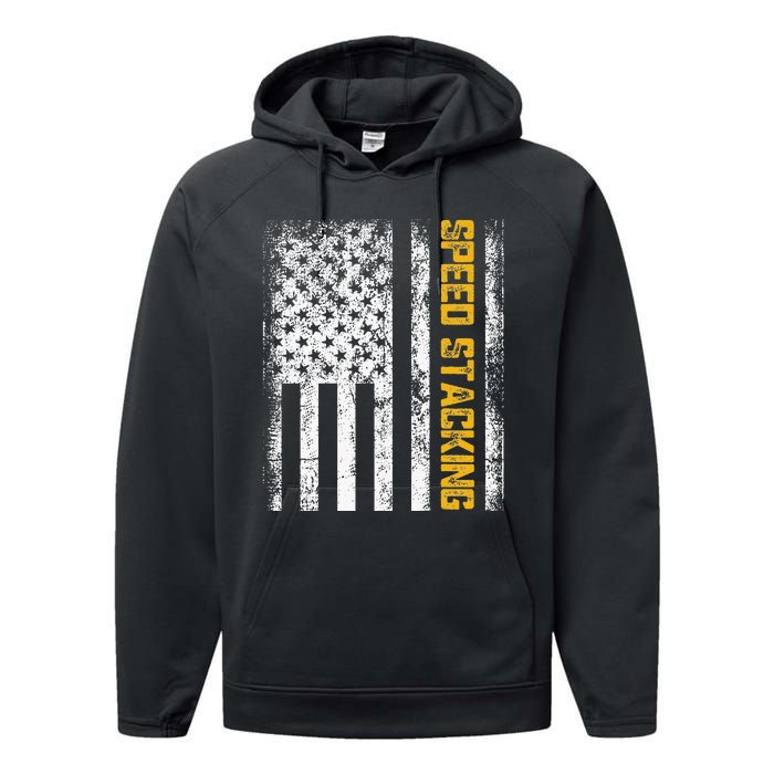 Cup Speed Stacking Sport Stacking Us Flag Performance Fleece Hoodie