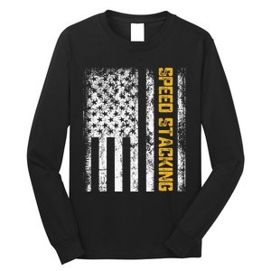 Cup Speed Stacking Sport Stacking Us Flag Long Sleeve Shirt