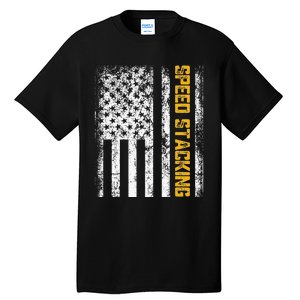 Cup Speed Stacking Sport Stacking Us Flag Tall T-Shirt