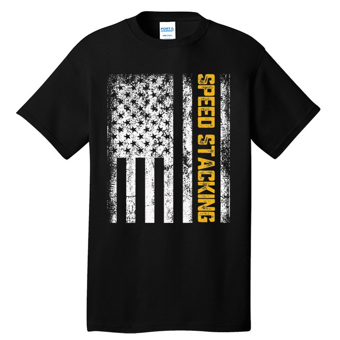 Cup Speed Stacking Sport Stacking Us Flag Tall T-Shirt