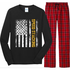 Cup Speed Stacking Sport Stacking Us Flag Long Sleeve Pajama Set