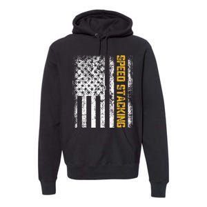 Cup Speed Stacking Sport Stacking Us Flag Premium Hoodie