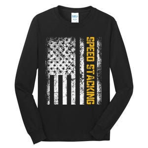 Cup Speed Stacking Sport Stacking Us Flag Tall Long Sleeve T-Shirt