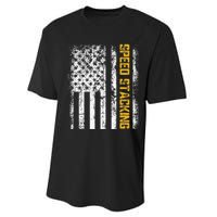 Cup Speed Stacking Sport Stacking Us Flag Performance Sprint T-Shirt