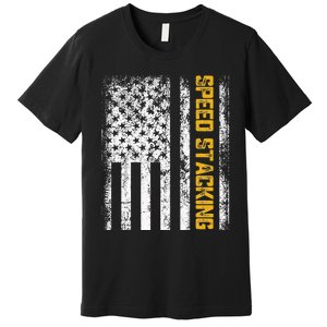 Cup Speed Stacking Sport Stacking Us Flag Premium T-Shirt