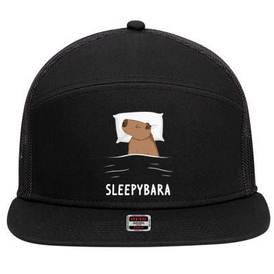 Capybara Sleepybara Sleep Capybara 7 Panel Mesh Trucker Snapback Hat
