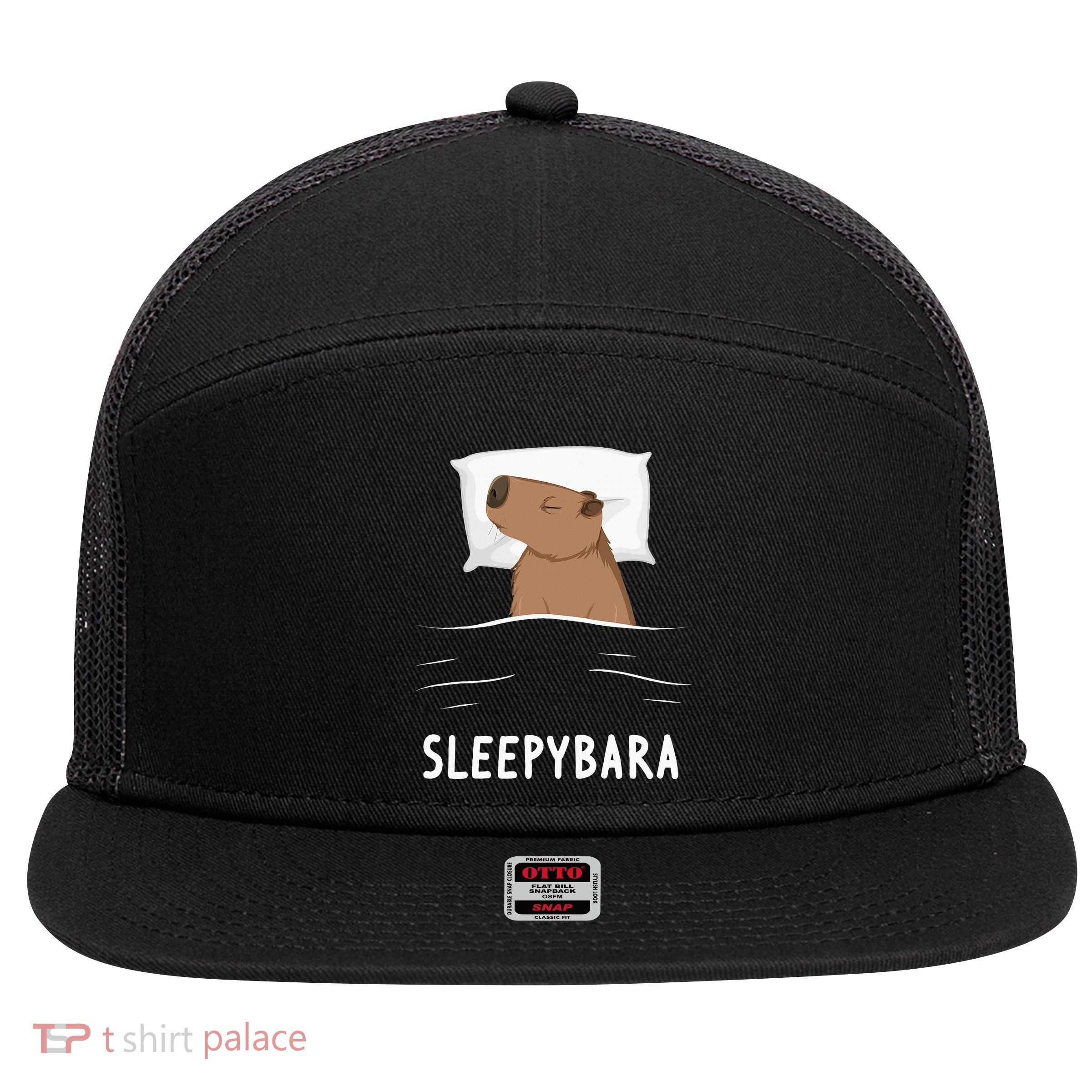 Capybara Sleepybara Sleep Capybara 7 Panel Mesh Trucker Snapback Hat