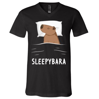 Capybara Sleepybara Sleep Capybara V-Neck T-Shirt