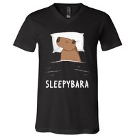 Capybara Sleepybara Sleep Capybara V-Neck T-Shirt