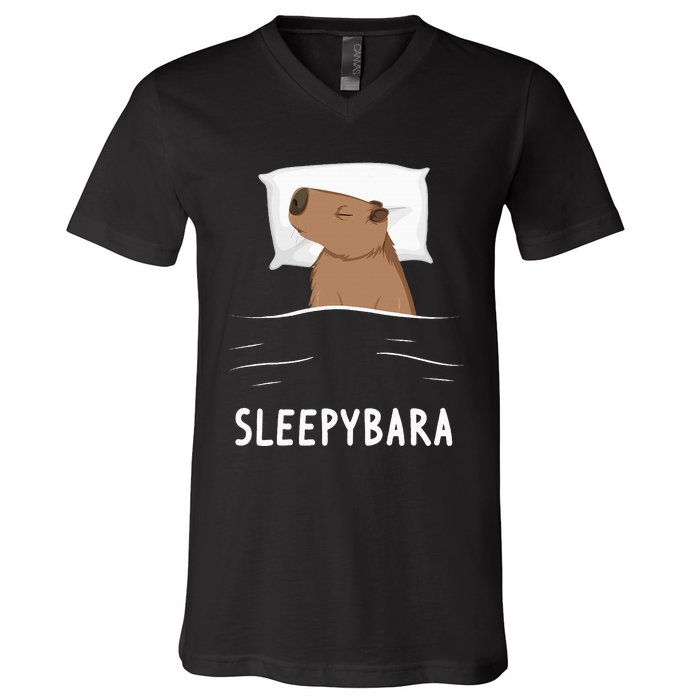 Capybara Sleepybara Sleep Capybara V-Neck T-Shirt