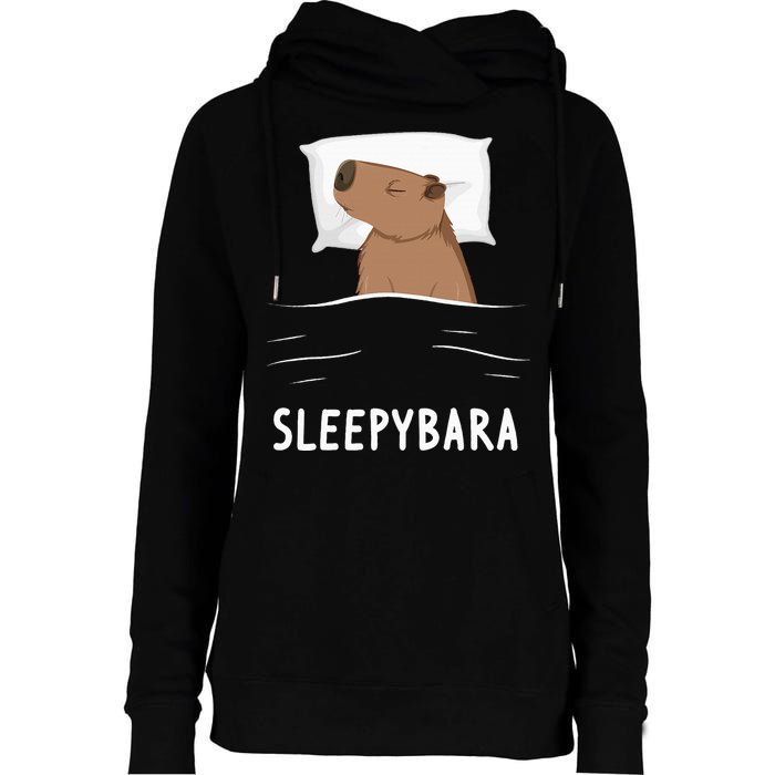 Capybara Sleepybara Sleep Capybara Womens Funnel Neck Pullover Hood