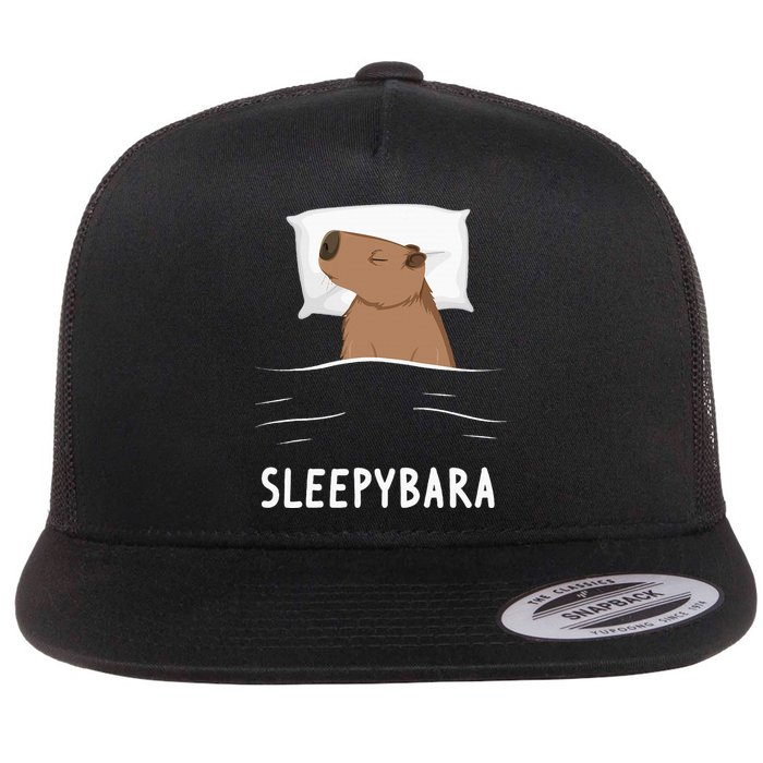 Capybara Sleepybara Sleep Capybara Flat Bill Trucker Hat