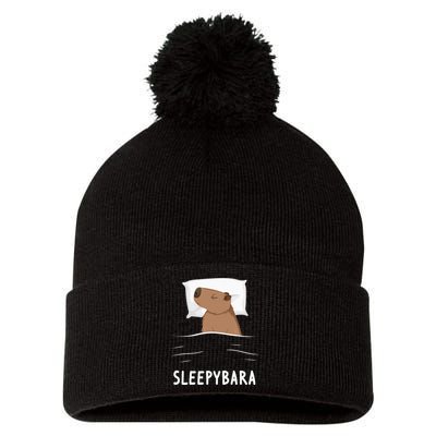 Capybara Sleepybara Sleep Capybara Pom Pom 12in Knit Beanie