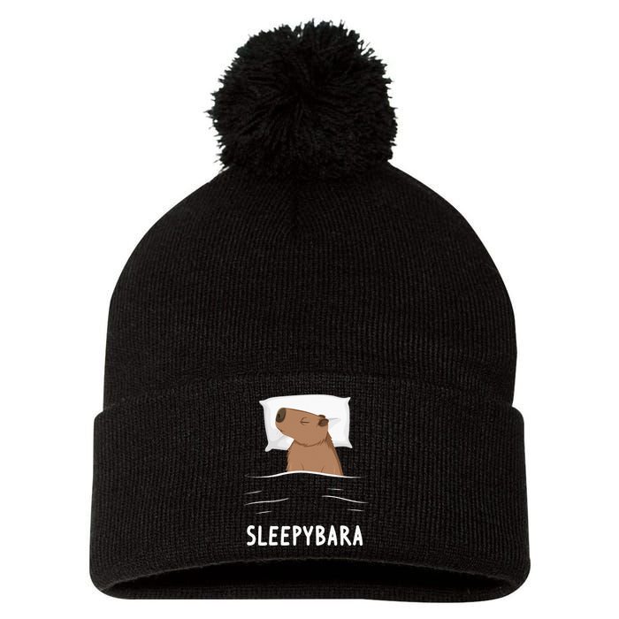 Capybara Sleepybara Sleep Capybara Pom Pom 12in Knit Beanie