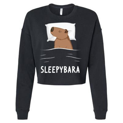Capybara Sleepybara Sleep Capybara Cropped Pullover Crew