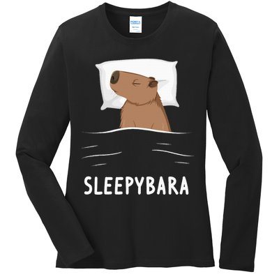 Capybara Sleepybara Sleep Capybara Ladies Long Sleeve Shirt