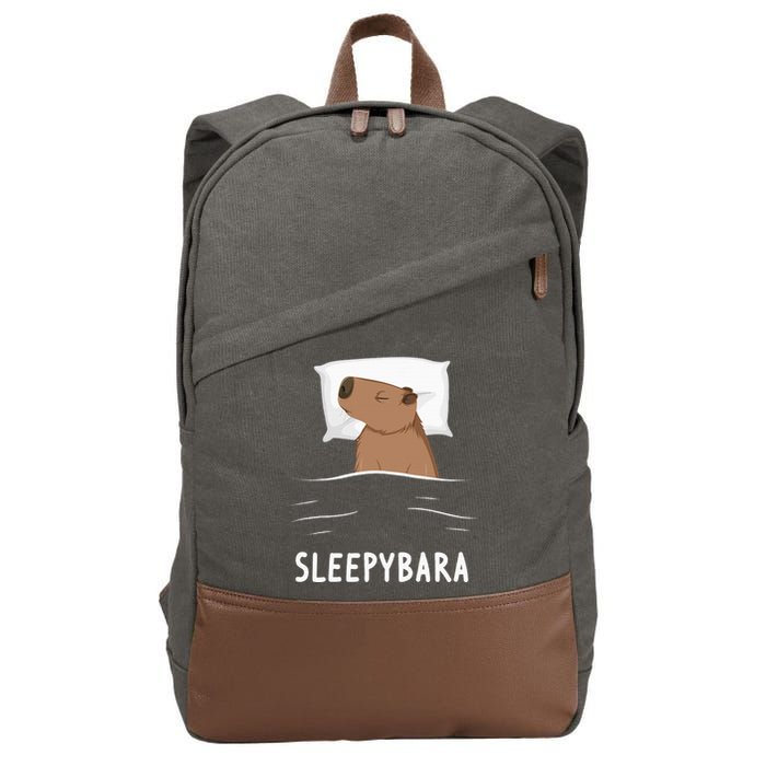 Capybara Sleepybara Sleep Capybara Cotton Canvas Backpack