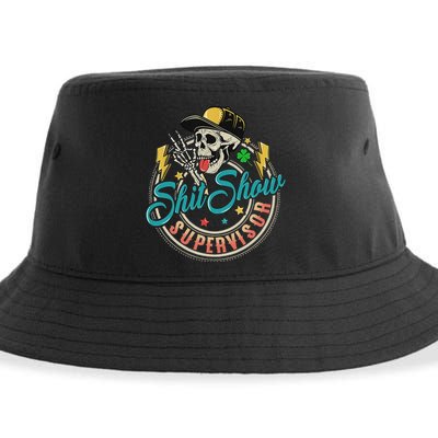 Cool Shit Show Supervisor Skull Hilarious Vintage Sustainable Bucket Hat