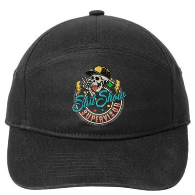 Cool Shit Show Supervisor Skull Hilarious Vintage 7-Panel Snapback Hat