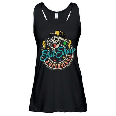 Cool Shit Show Supervisor Skull Hilarious Vintage Ladies Essential Flowy Tank