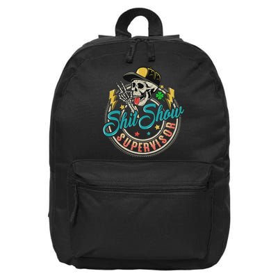 Cool Shit Show Supervisor Skull Hilarious Vintage 16 in Basic Backpack