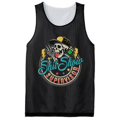 Cool Shit Show Supervisor Skull Hilarious Vintage Mesh Reversible Basketball Jersey Tank