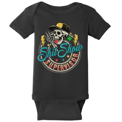 Cool Shit Show Supervisor Skull Hilarious Vintage Baby Bodysuit