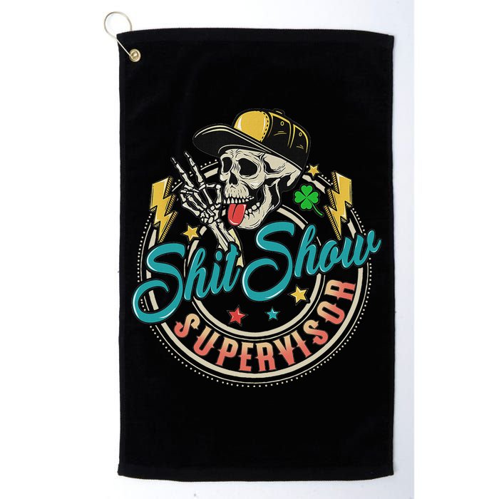 Cool Shit Show Supervisor Skull Hilarious Vintage Golf Towel