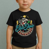 Cool Shit Show Supervisor Skull Hilarious Vintage Toddler T-Shirt