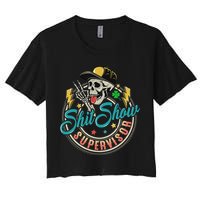 Cool Shit Show Supervisor Skull Hilarious Vintage Crop Top
