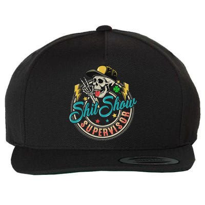 Cool Shit Show Supervisor Skull Hilarious Vintage Wool Snapback Cap