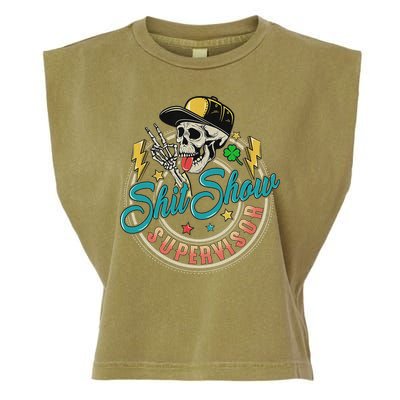 Cool Shit Show Supervisor Skull Hilarious Vintage Garment-Dyed Women's Muscle Tee