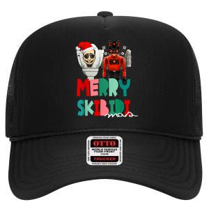 Christmas Santa Skibiditoilet Cameraman Speakerman Tvman High Crown Mesh Back Trucker Hat