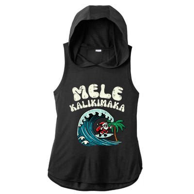 Christmas Surfing Santa Mele Kalikimaka Xmas Ladies PosiCharge Tri-Blend Wicking Draft Hoodie Tank