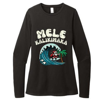 Christmas Surfing Santa Mele Kalikimaka Xmas Womens CVC Long Sleeve Shirt