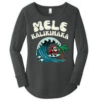 Christmas Surfing Santa Mele Kalikimaka Xmas Women's Perfect Tri Tunic Long Sleeve Shirt