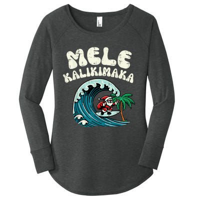 Christmas Surfing Santa Mele Kalikimaka Xmas Women's Perfect Tri Tunic Long Sleeve Shirt