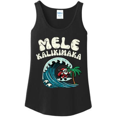 Christmas Surfing Santa Mele Kalikimaka Xmas Ladies Essential Tank