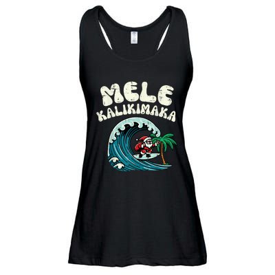 Christmas Surfing Santa Mele Kalikimaka Xmas Ladies Essential Flowy Tank