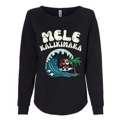 Christmas Surfing Santa Mele Kalikimaka Xmas Womens California Wash Sweatshirt