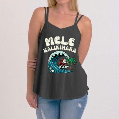 Christmas Surfing Santa Mele Kalikimaka Xmas Women's Strappy Tank