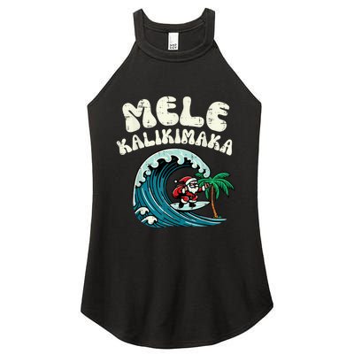 Christmas Surfing Santa Mele Kalikimaka Xmas Women’s Perfect Tri Rocker Tank